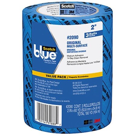 3M 3M 2090-48EVP 1.88 in. x 60 yd. ScotchBlue Original Multi-Surface Painters Tape - 3 Pack 188829